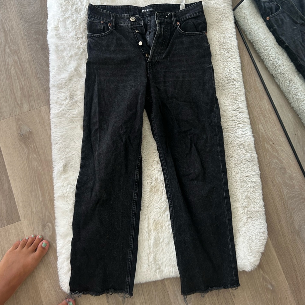 Zara Denim High waisted black wash jeans